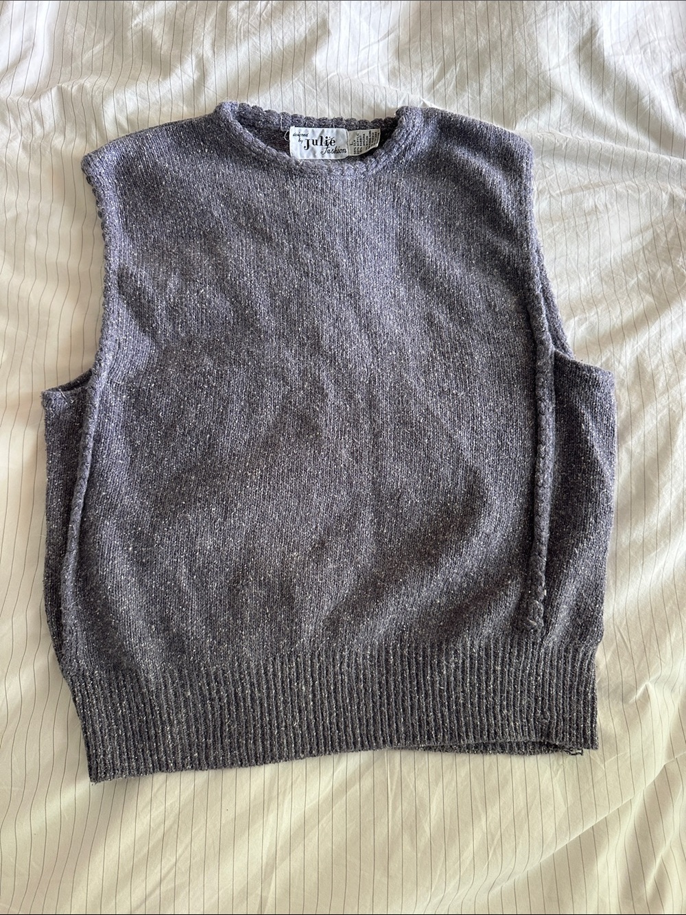 Vintage Designed by Julie Fashion Knit Sweater Vest in Heathered Purple